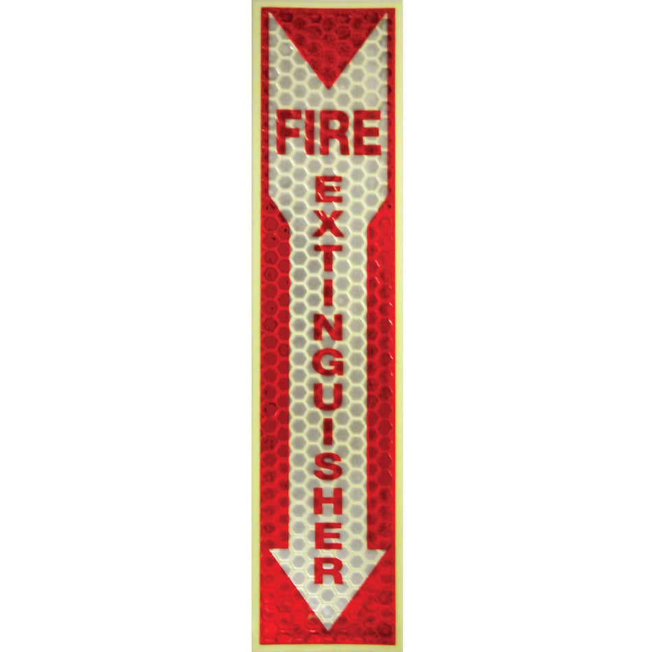 Miller's Creek Luminous Fire Extinguisher Sign - English - Print/Message "Fire Extinguisher" - 4" Width x 16.8" Height x 1" Depth - Rectangular Shape - Red Print/Message Color - Reflective, Flexible, Adhesive, Recyclable - Red - 1 Each