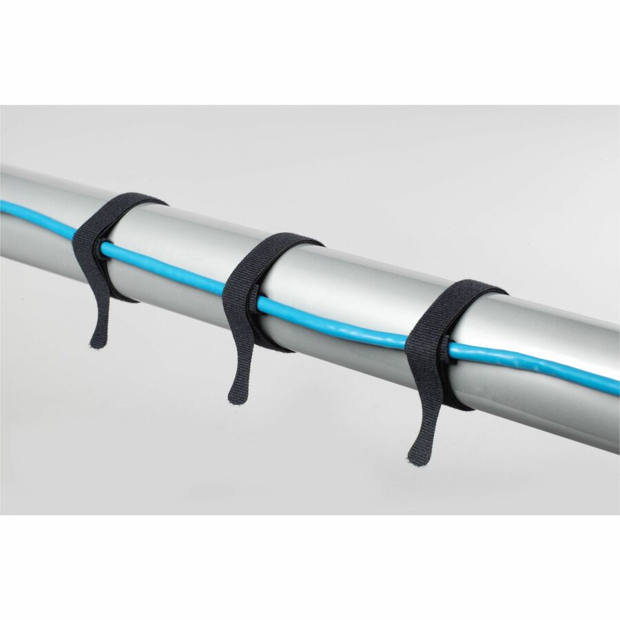 VELCRO®  ONE-WRAP Thin Ties 15in x 1/2in Ties Gray & Black 30 ct - Cable Tie - Black, Gray - 25 lb Loop Tensile - 15" Length - 30 / Pack