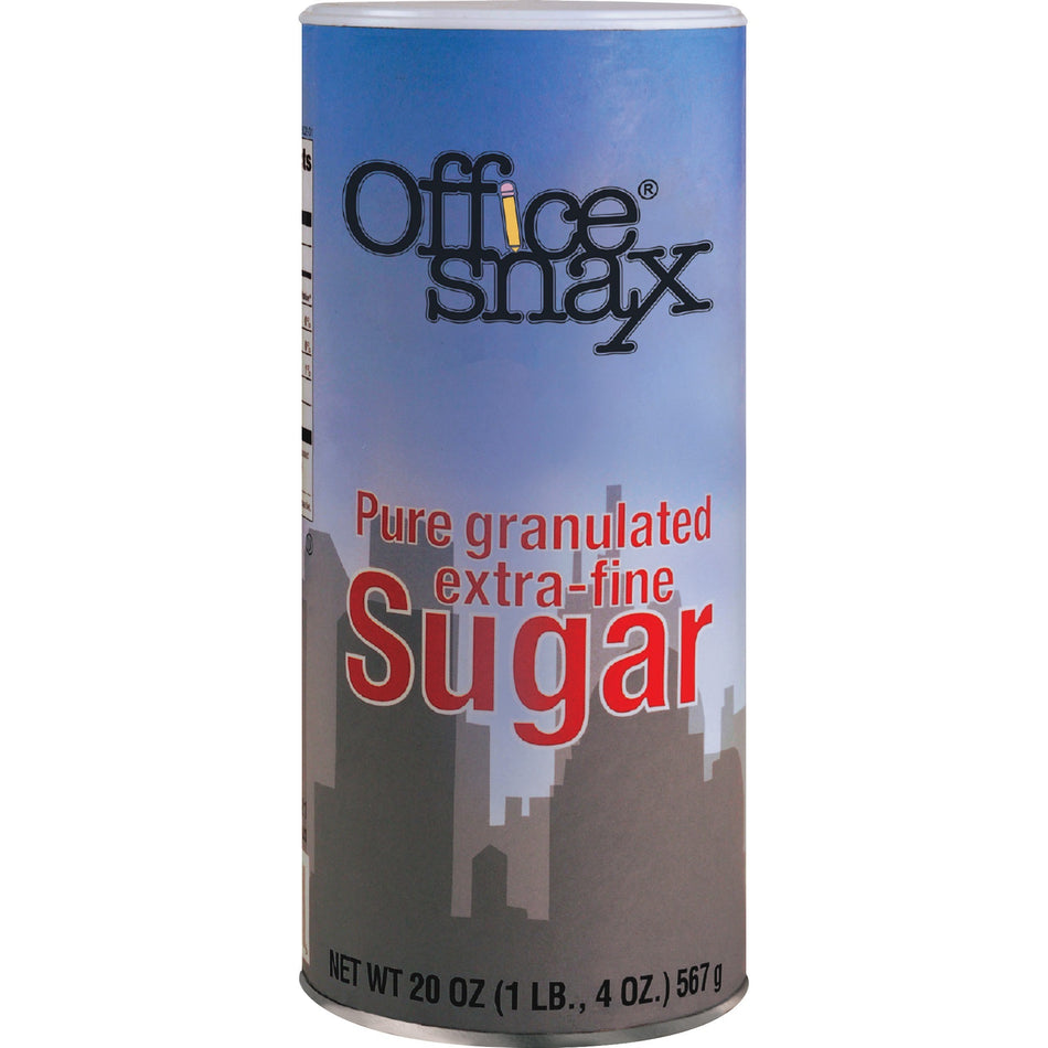 Office Snax Granulated Sugar Canister - 20 oz (567 g) - Granulated Sugar - 24 / Carton
