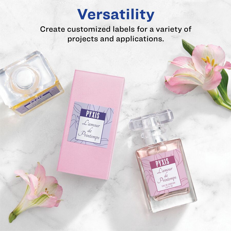 Avery®  Matte White Square Labels2" x 2" - Waterproof - 2" Width x 2" Length - Permanent Adhesive - Square - Inkjet, Laser - Matte White - Matte - Paper - 12 / Sheet - 12 Total Sheets - 300 Total Label(s) - 25 / Pack