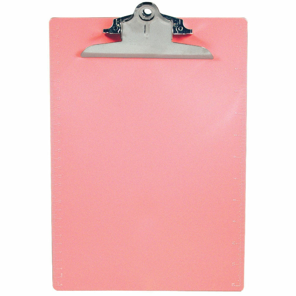 Saunders Recycled 1" Capacity Plastic Clipboard - 1" Clip Capacity - 8 19/64" x 11 45/64" Sheet Size - Plastic - Pink - 1 Each