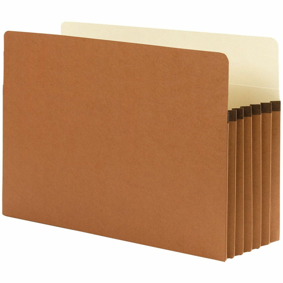 Smead Straight Tab Cut Legal Recycled File Pocket - 9 1/2" x 14 5/8" - 5 1/4" Expansion - Redrope - 100% Recycled - 10 / Box