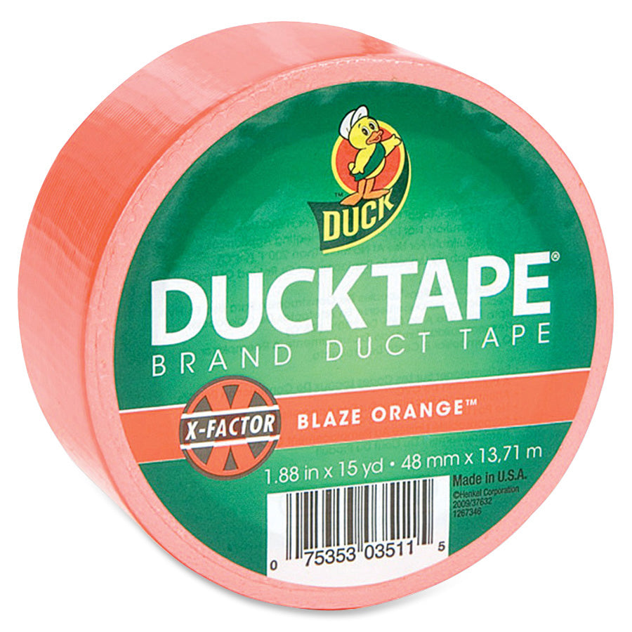 Duck Brand Color Duct Tape - 15 yd Length x 1.88" Width - Neon Orange - For Color Coding, Repairing, Packing, Crafting - 1 Roll