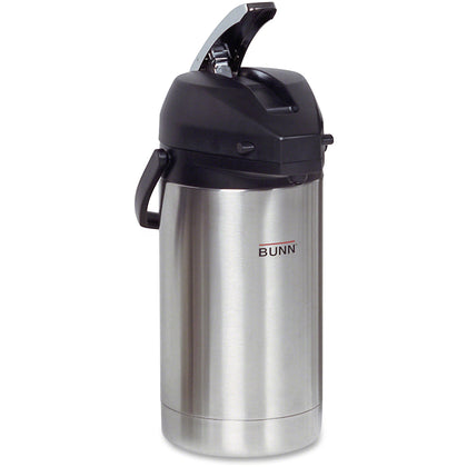 BUNN Lever Action Airpot: 3-Liter Stainless Steel - 3.2 Quart - Coffee Pots & Servers