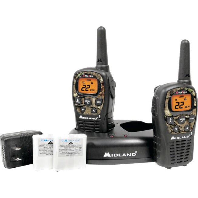Midland LXT535VP3 24-mile Range 2-Way - 22 Radio Channels - 22 GMRS - Upto 126720 ft - Auto Squelch, Keypad Lock, Silent Operation - Water Resistant - Camouflage, Mossy Oak - 2 / Each