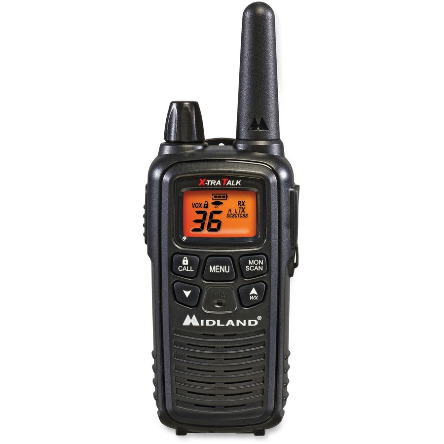 Midland LXT600VP3 Two-Way Radio - 36 Radio Channels - 22 GMRS/FRS - Upto 158400 ft - 121 Total Privacy Codes - Hands-free, Silent Operation - Water Resistant - Black - 2 / Each