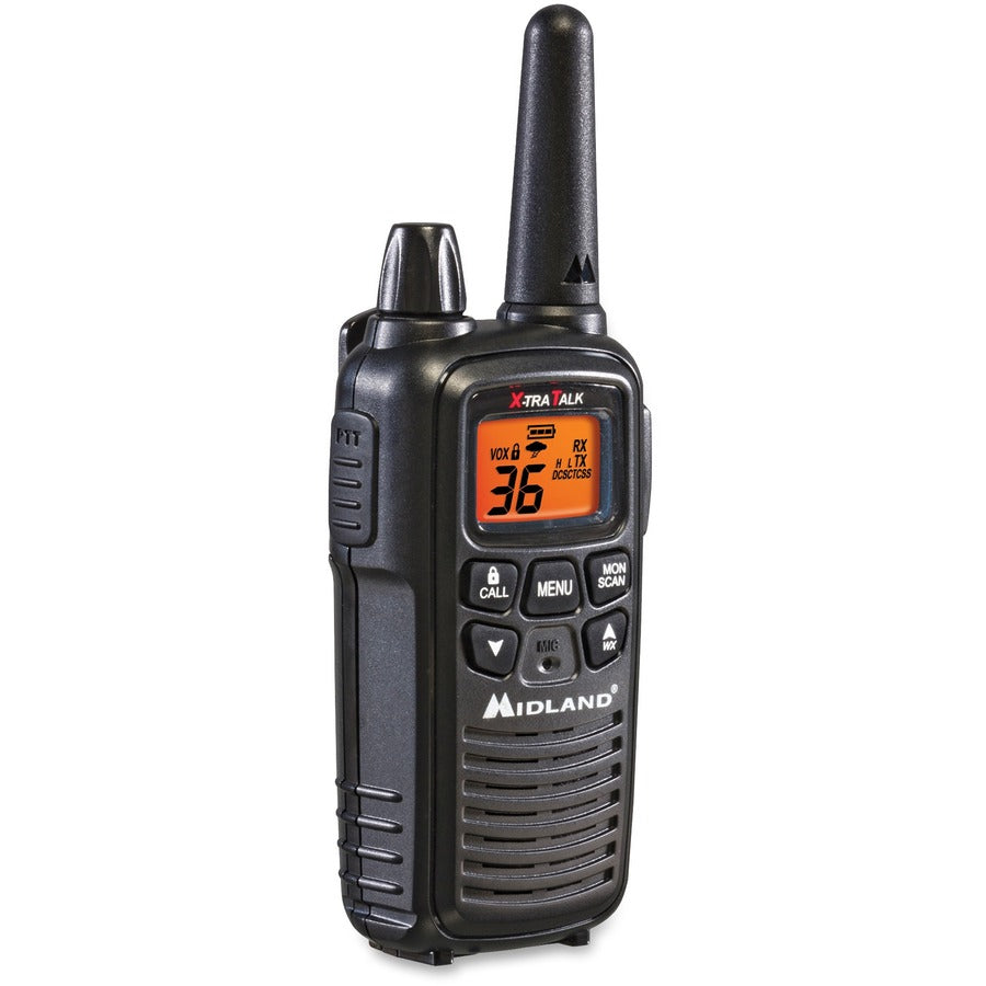 Midland LXT600VP3 Two-Way Radio - 36 Radio Channels - 22 GMRS/FRS - Upto 158400 ft - 121 Total Privacy Codes - Hands-free, Silent Operation - Water Resistant - Black - 2 / Each