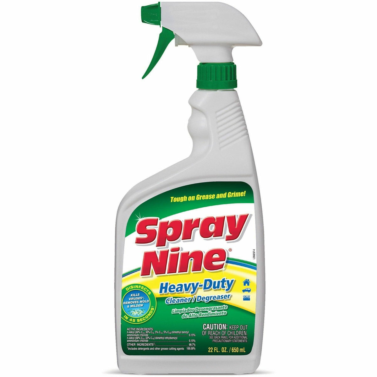 Spray Nine Heavy-Duty Cleaner/Degreaser w/Disinfectant - For Multi Surface - 22 fl oz (0.7 quart) - Recommended For: Soil Remover - Disinfectant - Clear Bottle - 1 Each