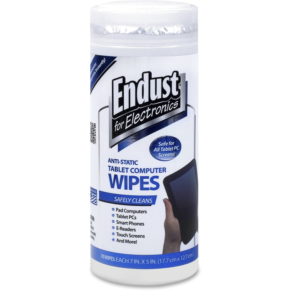 Endust Anti-static Tablet/Computer Screen Wipes - For Tablet PC, Desktop Computer, Display Screen, Mobile Phone, Digital Text Reader, Handheld Device - Streak-free, Non-abrasive, Ammonia-free, Anti-static, Pre-moistened - White - 70/Tub - 1 Each