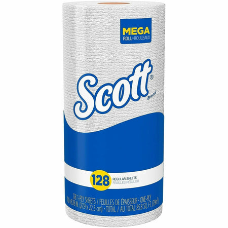 Scott® Kitchen Paper Towels with Fast-Drying Absorbency Pockets - 1 Ply - 11" Width x 8.78" Length - 128 Sheets/Roll - 4.90" Roll Diameter - White - 1 Roll