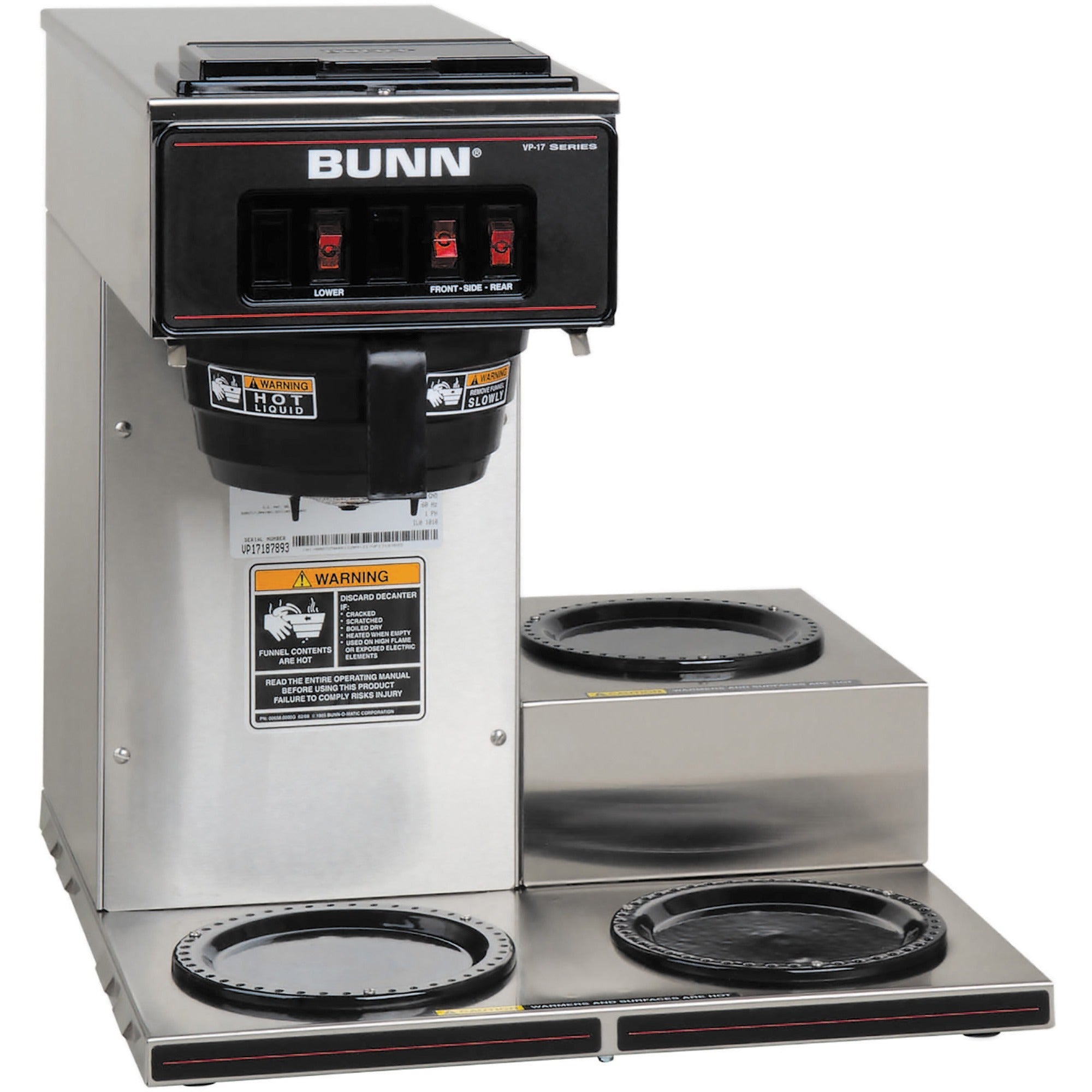 BUNN 12-Cup Low-Profile Pourover Coffee Brewer with 3 Warmers - 12 Cup(s) - Multi-serve - Stainless Steel