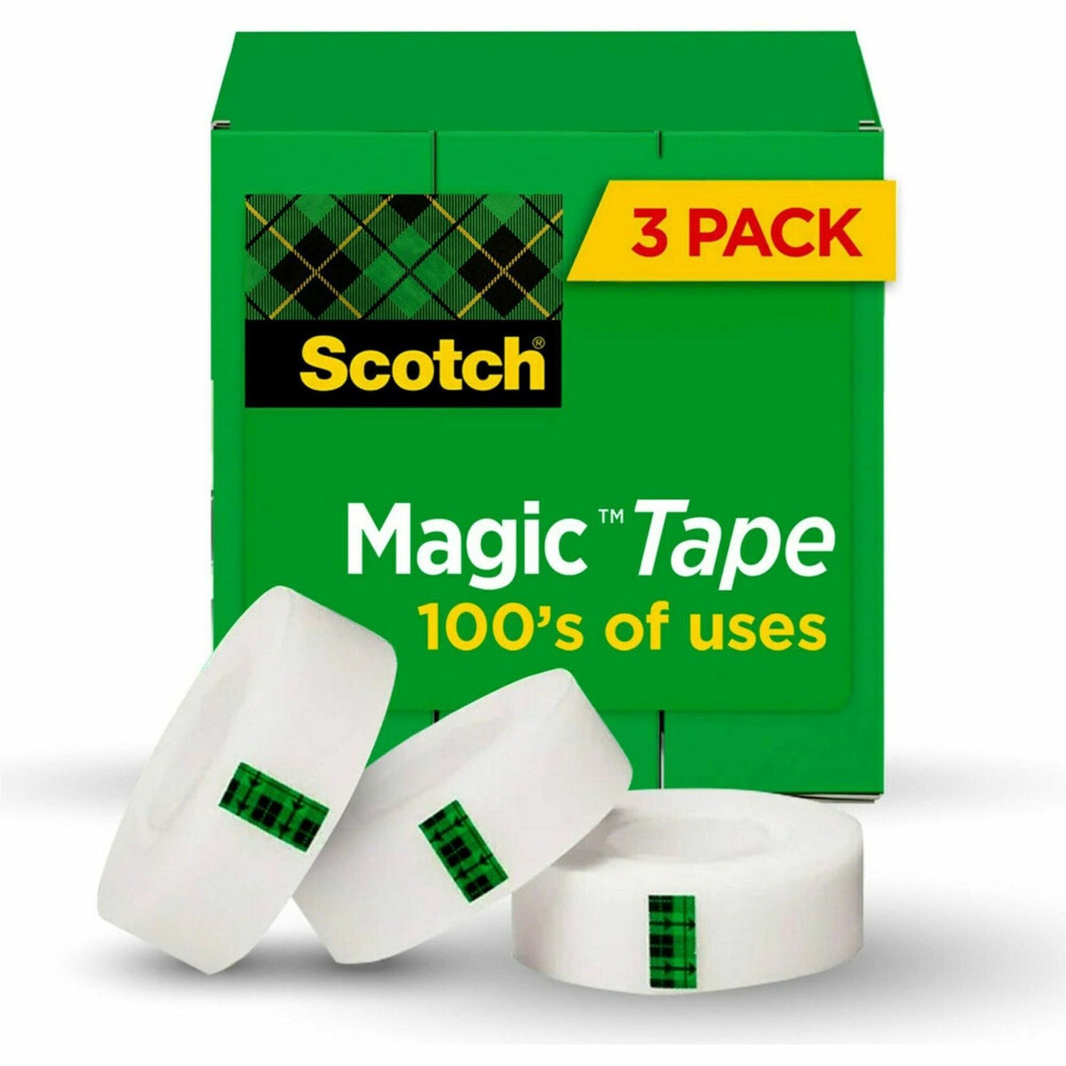 Scotch 3/4"W Magic Tape - 27.78 yd Length x 0.75" Width - 1" Core - Matte - Clear - For Mending, Office, Home, School - 3 / Pack