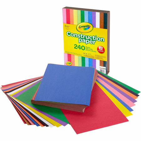 Crayola Construction Paper - Craft Project, School Project, Art - 1.60" Height x 9" Width x 12" Length - Assorted - 240 / Pack