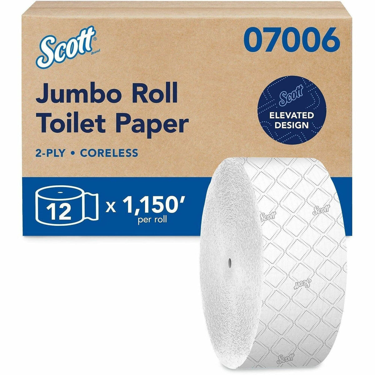 Scott Coreless High-Capacity Jumbo Roll Toilet Paper with Elevated Design - 2000