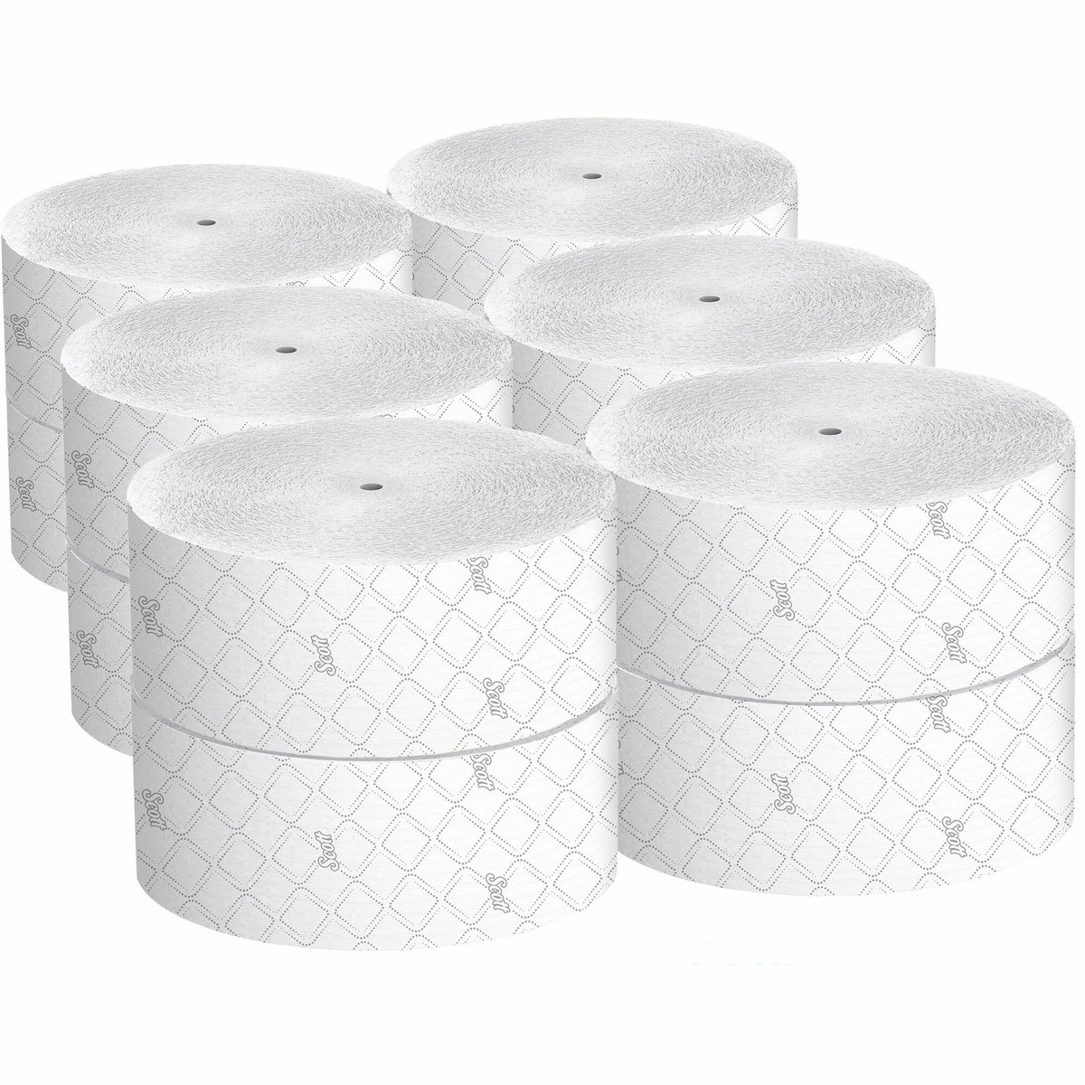 Scott Coreless High-Capacity Jumbo Roll Toilet Paper with Elevated Design - 2 Ply - 3.78" Width x 1150 ft Length - White - Fiber - 12 / Carton
