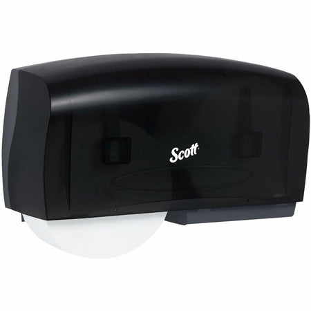 Scott Essential Coreless Jumbo Roll Toilet Paper Dispenser - Coreless Dispenser - 2 x Roll - 11" Height x 20" Width x 6" Depth - Plastic - Black - Durable - 1 Each