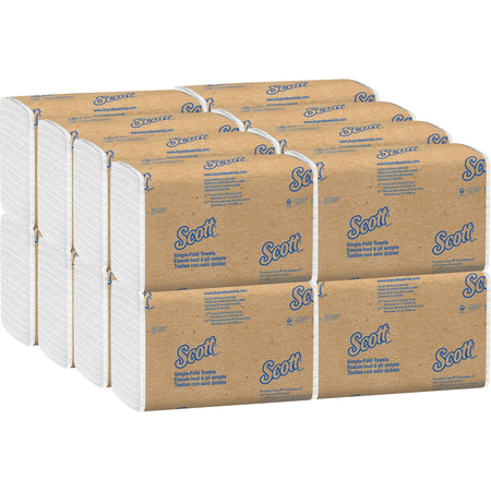 Scott Single-Fold Towels - Single Fold - 9.30" Width x 10.50" Length - White - 250/Pack - 16 / Carton