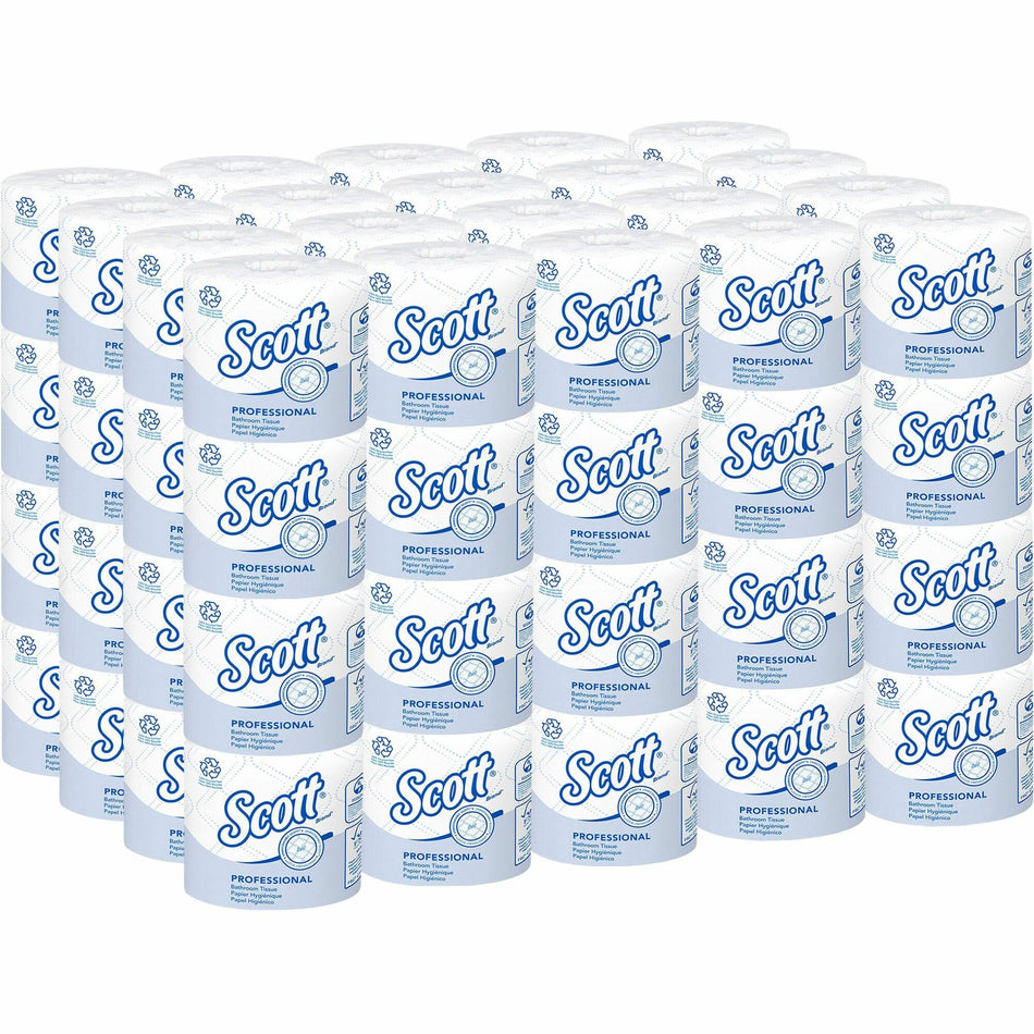 Scott Professional 100% Recycled Fiber Standard Roll Toilet Paper with Elevated Design - 2 Ply - 473 Sheets/Roll - White - Fiber - 80 / Carton