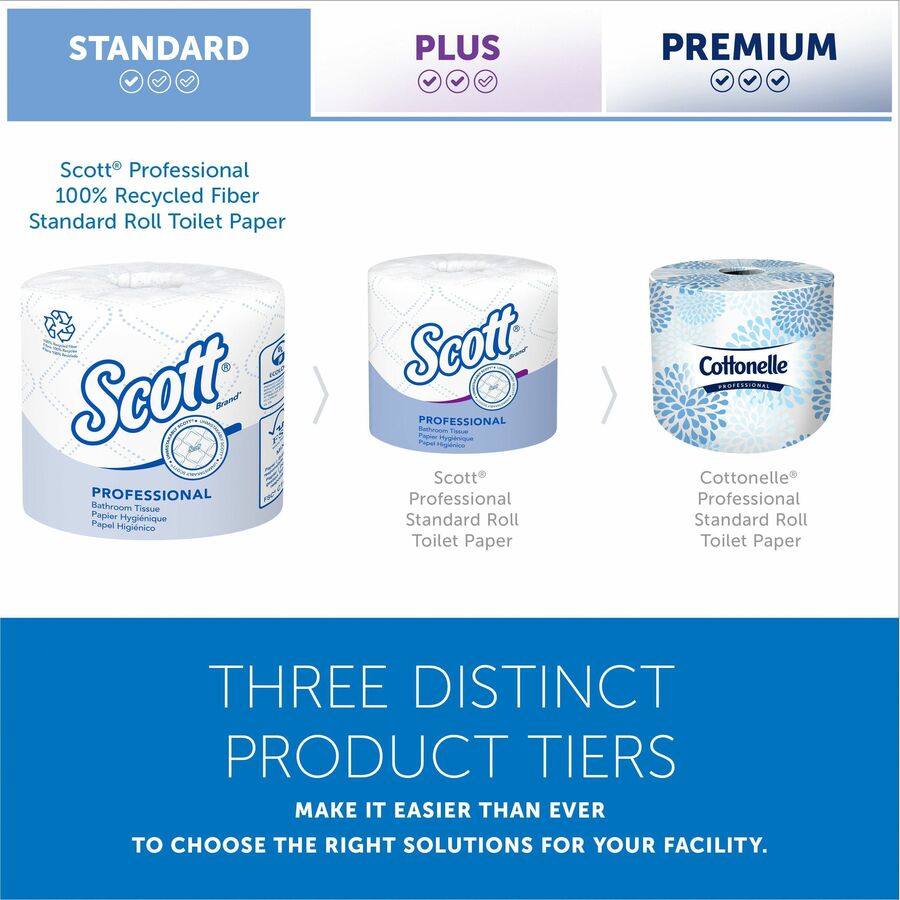 Scott Professional 100% Recycled Fiber Standard Roll Toilet Paper with Elevated Design - Alternate-Image9
