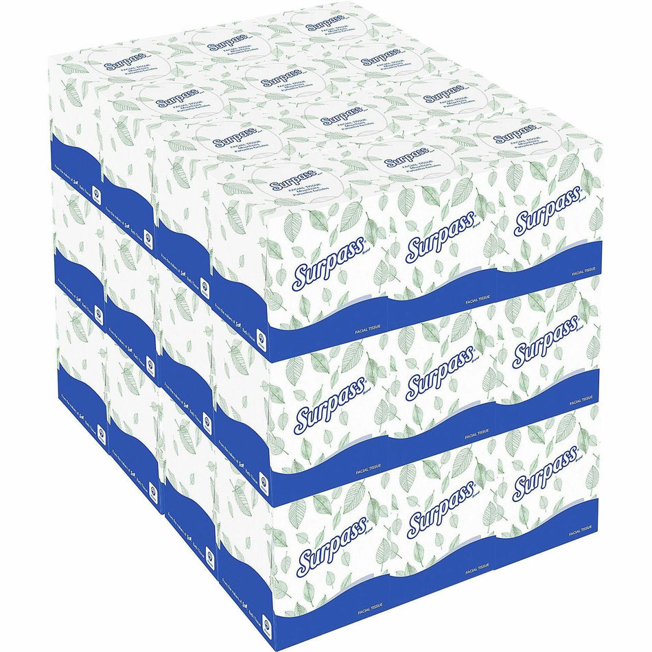 Surpass Facial Tissue Cube for Business - 2 Ply - 8.30" Width x 7.80" Length - White - Fiber - 90/Box - 36 / Carton