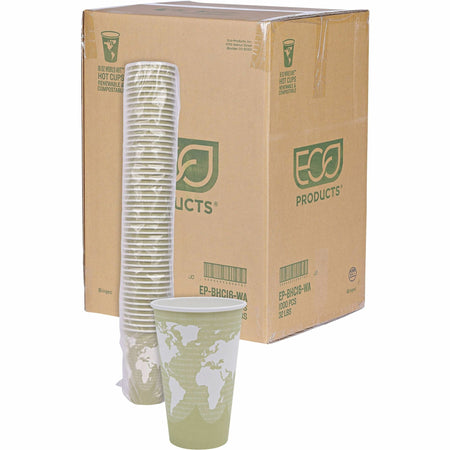 Eco-Products 16 oz World Art Hot Beverage Cups - 16 fl oz - Multi - Paper, Resin - Hot Drink - 50/Pack - 20 / Carton