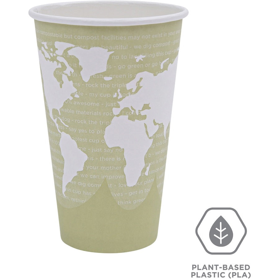 Eco-Products 16 oz World Art Hot Beverage Cups - fl - Multi - Paper Resin - Drink - 50/Pack - 20 / Carton