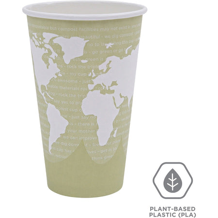 Eco-Products 16 oz World Art Hot Beverage Cups - fl - Multi - Paper Resin - Drink - 50/Pack - 20 / Carton