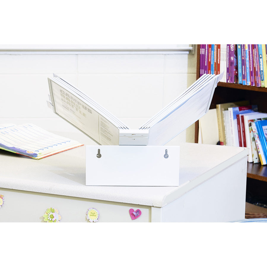 DURABLE Desk Reference System with Display Sleeves - Desktop - 10 Panels - Support Letter Media - Antimicrobial - Gray - 1 Each