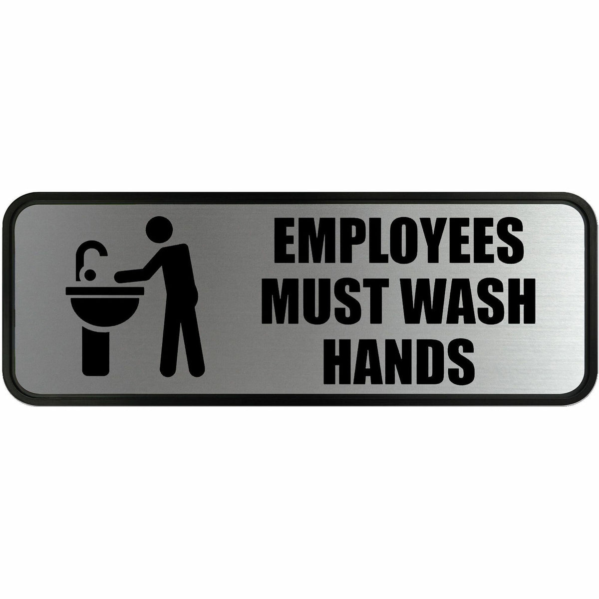 COSCO Employee Wash Hands Sign: ’Employees Must Hands’ - 9x3’’ Metal Sign - Safety Signs