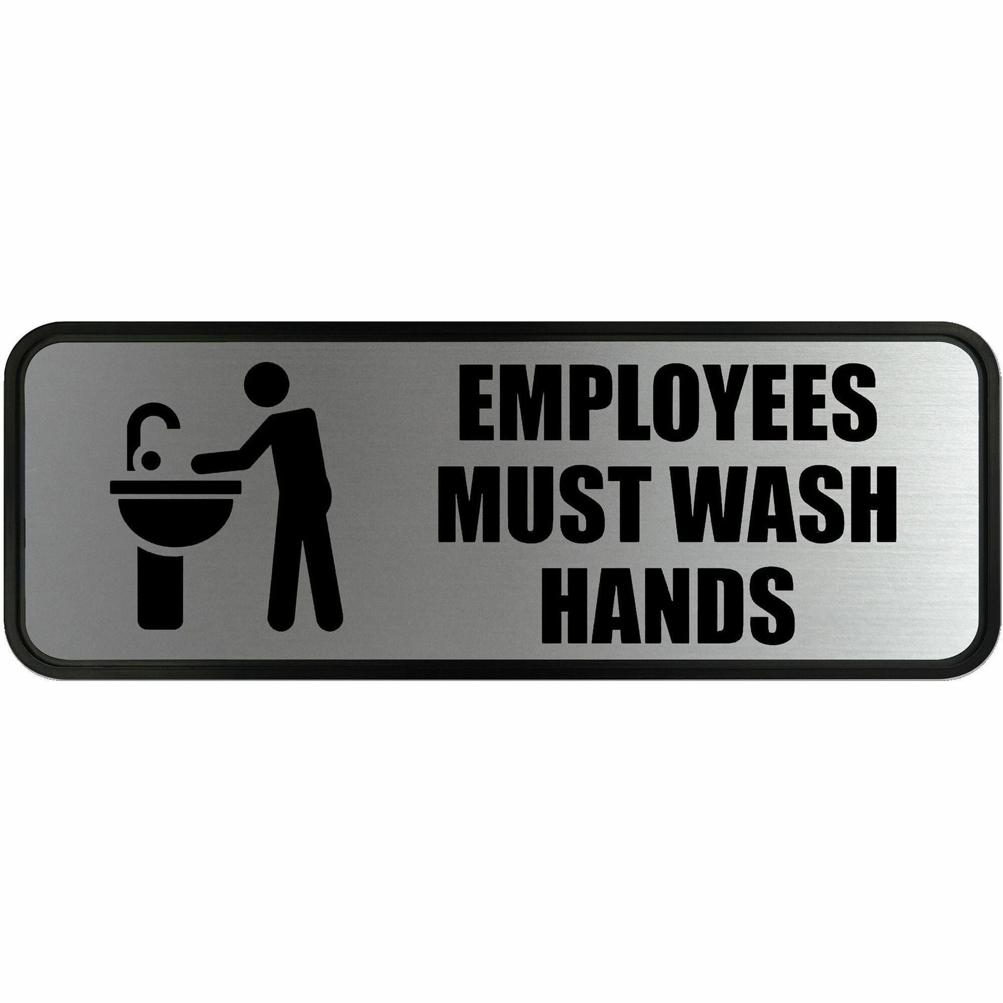 COSCO Employee Wash Hands Sign: ’Employees Must Hands’ - 9x3’’ Metal Sign - Safety Signs