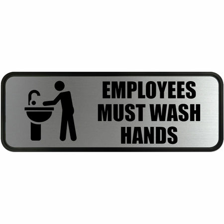 COSCO Employee Wash Hands Sign: ’Employees Must Hands’ - 9x3’’ Metal Sign - Safety Signs