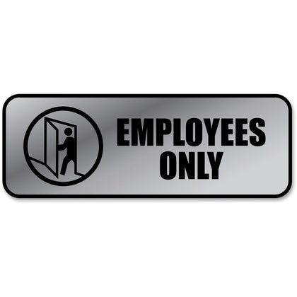 COSCO ’Employees Only’ Sign - 9x3’’ Rectangular Metal for Office - Signs & Nameplates