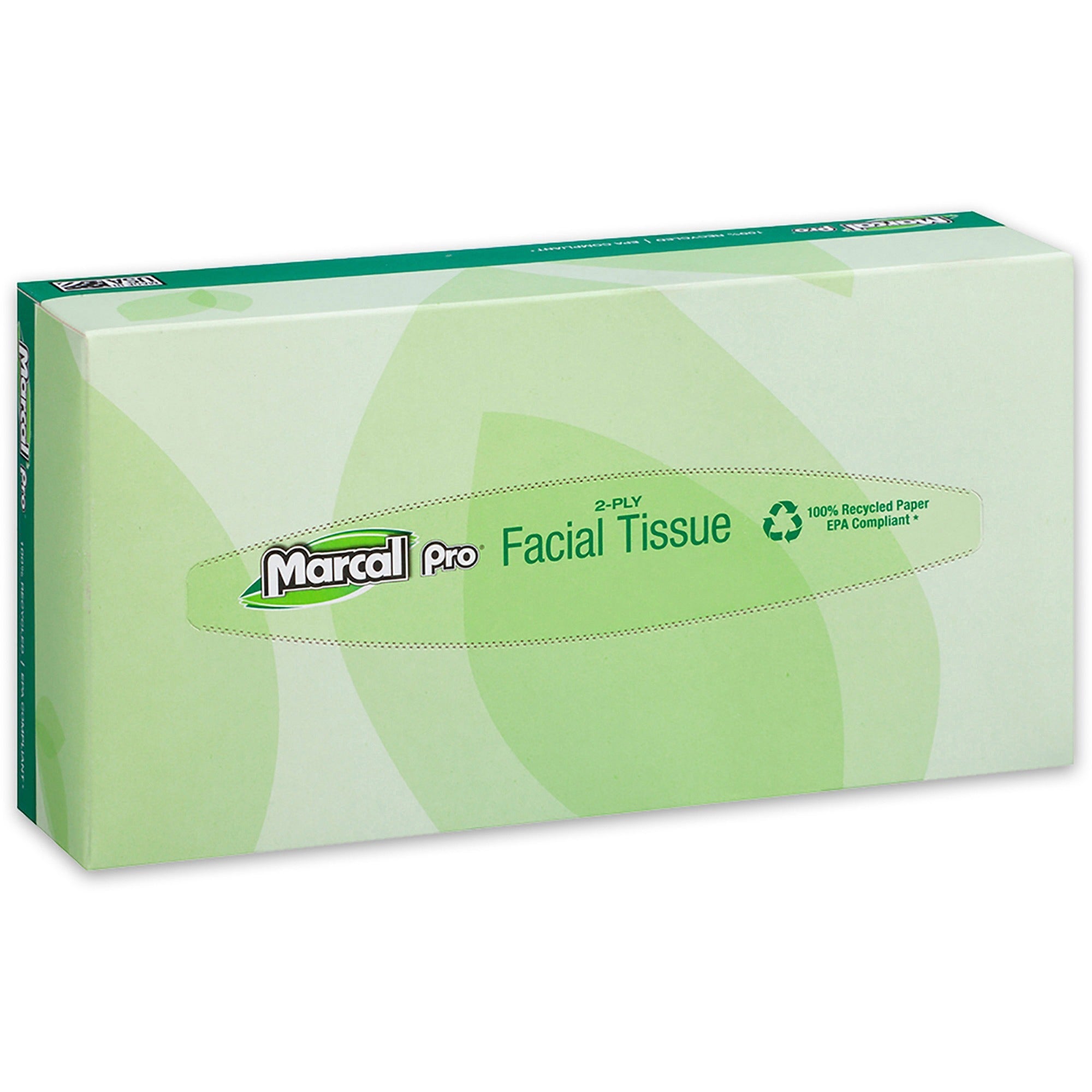 Marcal Pro Facial Tissue - Flat Box - 2 Ply - 4.50" Width x 8.60" Length - White - 100 / Box