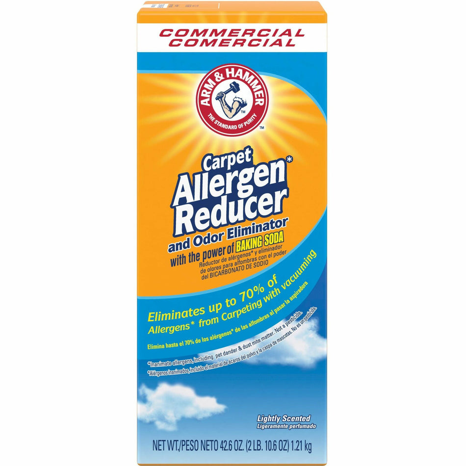 Arm & Hammer Commercial Carpet Allergen Reducer - 42.60 oz (2.66 lb) - Light Scent - White - 1 Each