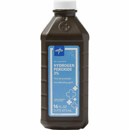 Medline 3% USP Hydrogen Peroxide - 16 fl oz - For Cuts Abrasions Burns - Wound Care