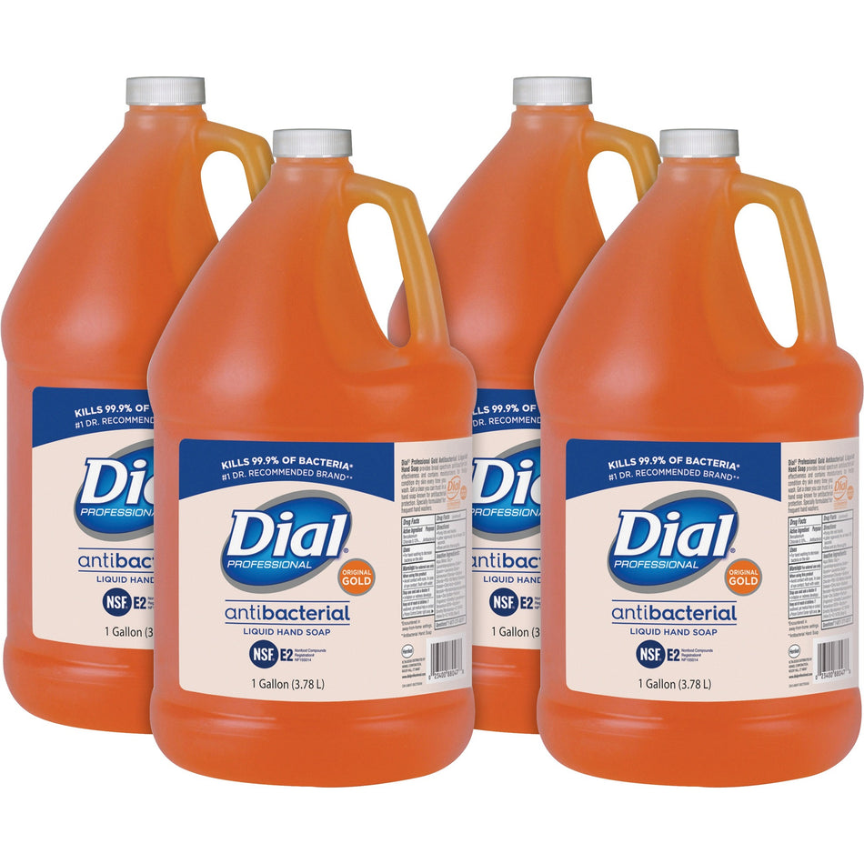 Dial Gold Antibacterial Liquid Hand Soap Refill - 1 gal - Skin, Hand - Antibacterial - 4 / Carton