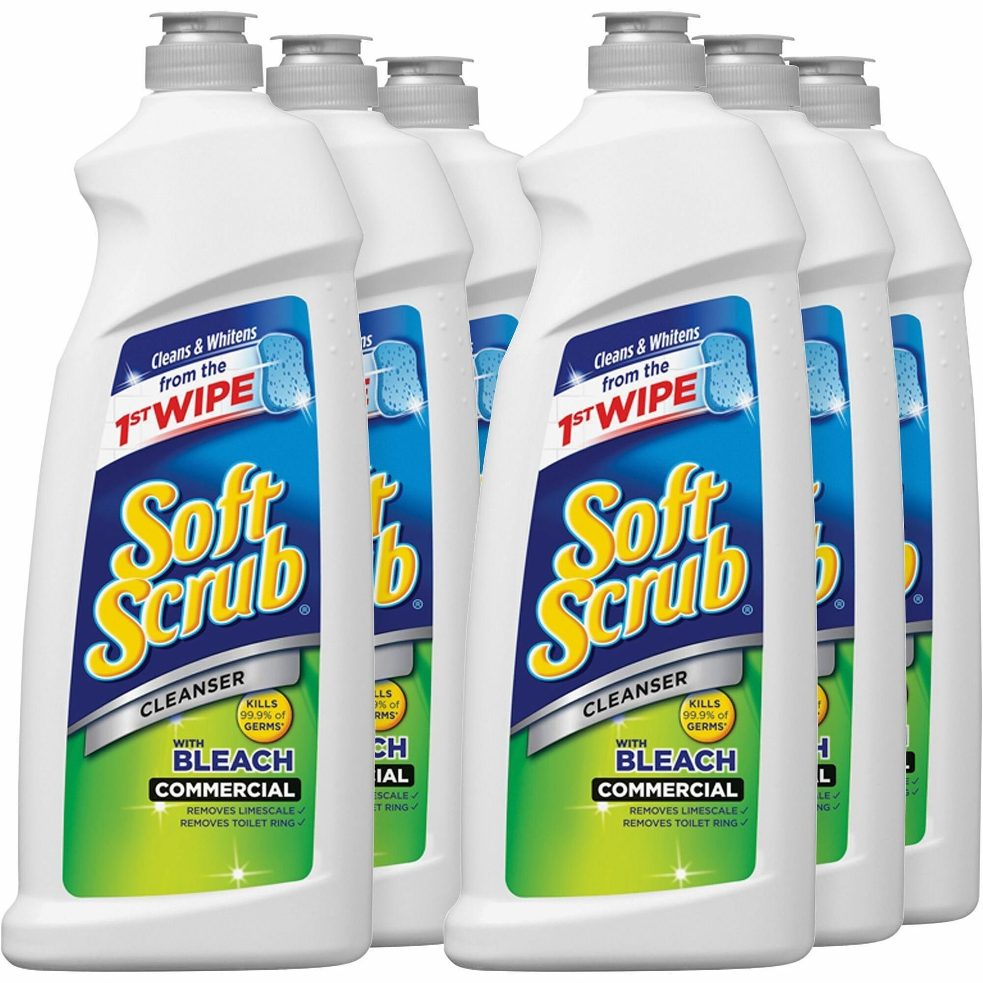 Dial Soft Scrub Bleach Cleanser - 36 fl oz (1.1 quart) - Recommended For: Grease Remover, Dirt Remover, Mold Remover, Mildew Remover, Soap Scum Remover, Germs Remover, Stain Remover - Anti-bacterial, Disinfectant - White - 6 / Carton