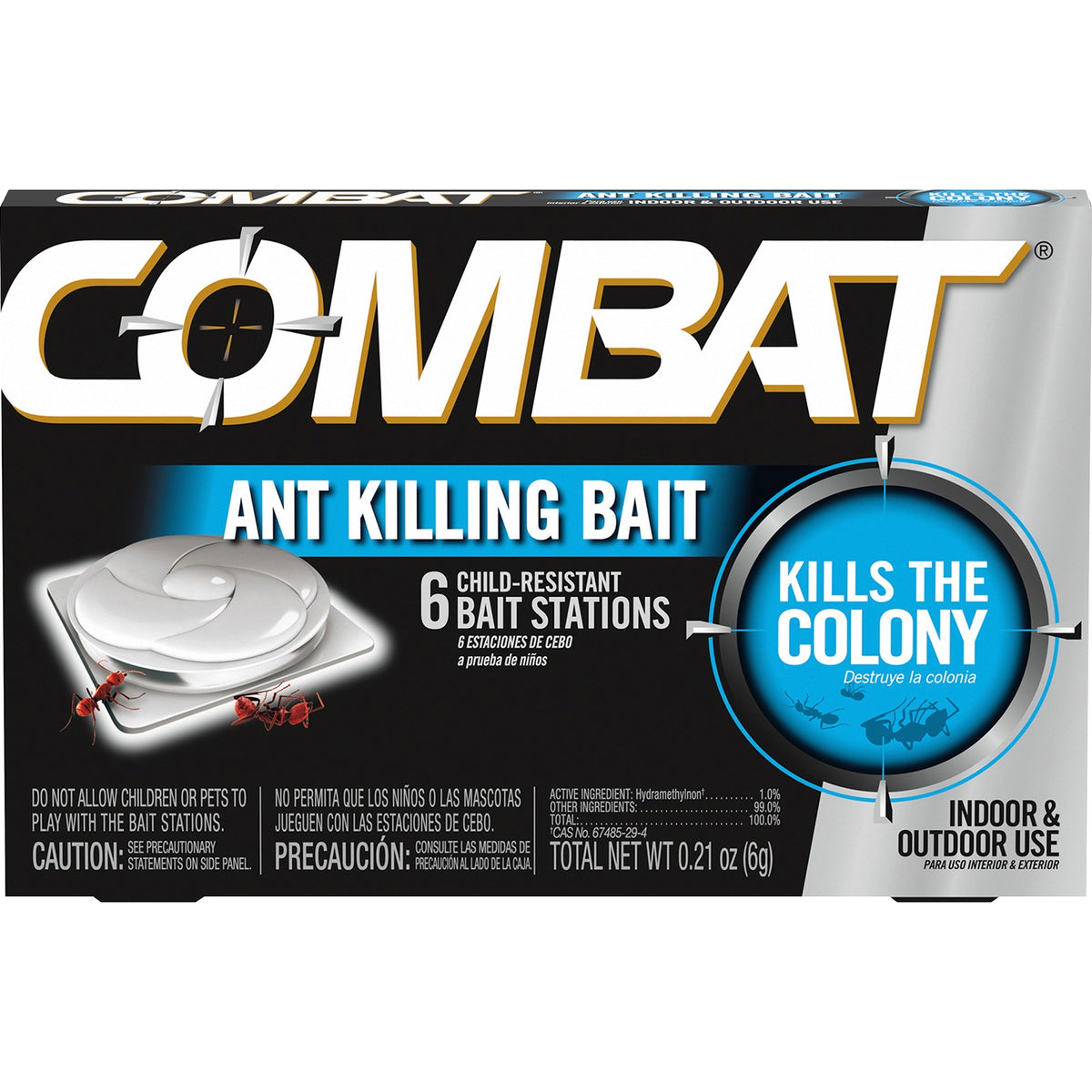 Combat Bait Stations Ant Killer - Kills Ants - 0.21 oz - Black, Silver - 6 / Box