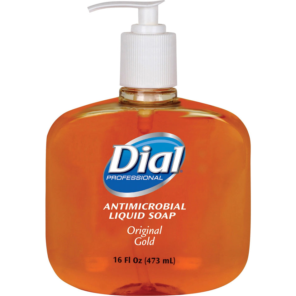 Dial Gold Antibacterial Liquid Hand Soap - 16 fl oz - Pump Bottle Dispenser - Kill Germs - Hand, Skin - Moisturizing - Antibacterial - Gold - 12 / Carton