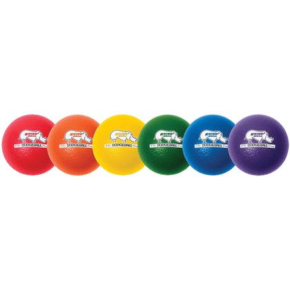 Champion Sports Rhino Skin Dodgeball Set - 6.30’’ Low Bounce Foam - 6 Colors - 6/Set - Equipment