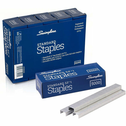 Swingline Standard Staples - 1/4’’ Chisel Point - Durable - 5000/Box - & Staple Removers