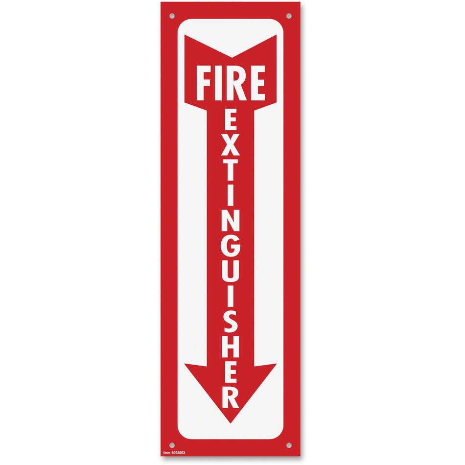 COSCO Fire Extinguisher Sign - Glow in The Dark Design - Print/Message "Fire Extinguisher" - 4" Width x 13" Height - Rectangular Shape - Tear Resistant, Durable - Plastic - 1 Each