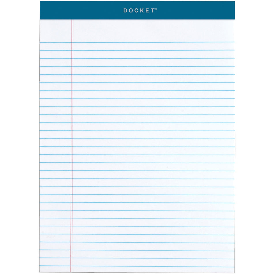 TOPS Docket Legal Rule Writing Pads - 50 Sheets - Double Stitched - 16 lb Basis Weight - 8 1/2" x 11 3/4" Sheet Size - 11.75" Height x 8.5" Width - White Paper - Rigid, Heavyweight, Bleed Resistant, Perforated, Acid-free - 6 / Pack