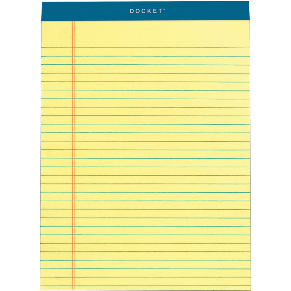 TOPS Docket Legal Rule Writing Pads - 50 Sheets - Double Stitched - 16 lb Basis Weight - 8 1/2" x 11 3/4" Sheet Size - 11.75" Height x 8.5" Width - Canary Paper - Rigid, Heavyweight, Bleed Resistant, Perforated, Acid-free - 6 / Pack