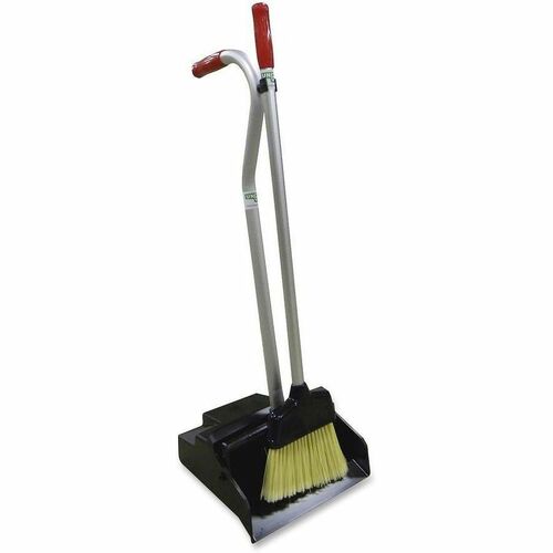 Unger Ergo Dustpan/Broom Combo - Aluminum, Plastic - Black, Silver, Red - 1 Each