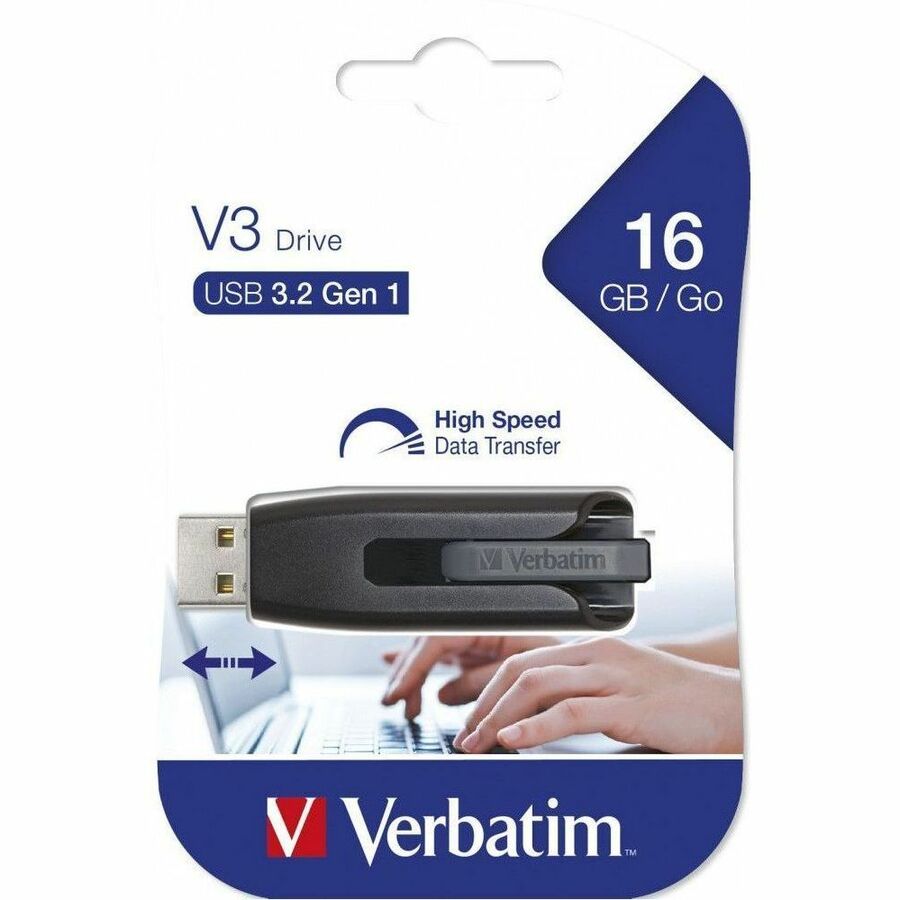 Microban Store 'n' Go V3 16GB USB 3.2 Gen 1 Flash Drive - Gray - Lifetime Warranty