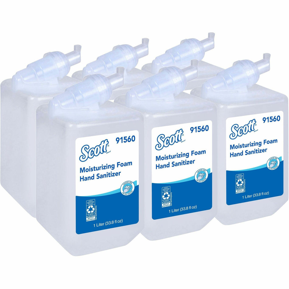 Scott Hand Sanitizer Foam Refill - Fresh Scent - 1.06 quart - Kill Germs - Hand - Moisturizing - Clear - 6 / Carton