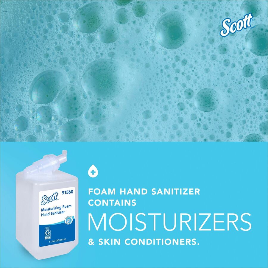 Scott Hand Sanitizer Foam Refill - Fresh Scent - 1.06 quart - Kill Germs - Hand - Moisturizing - Clear - 6 / Carton
