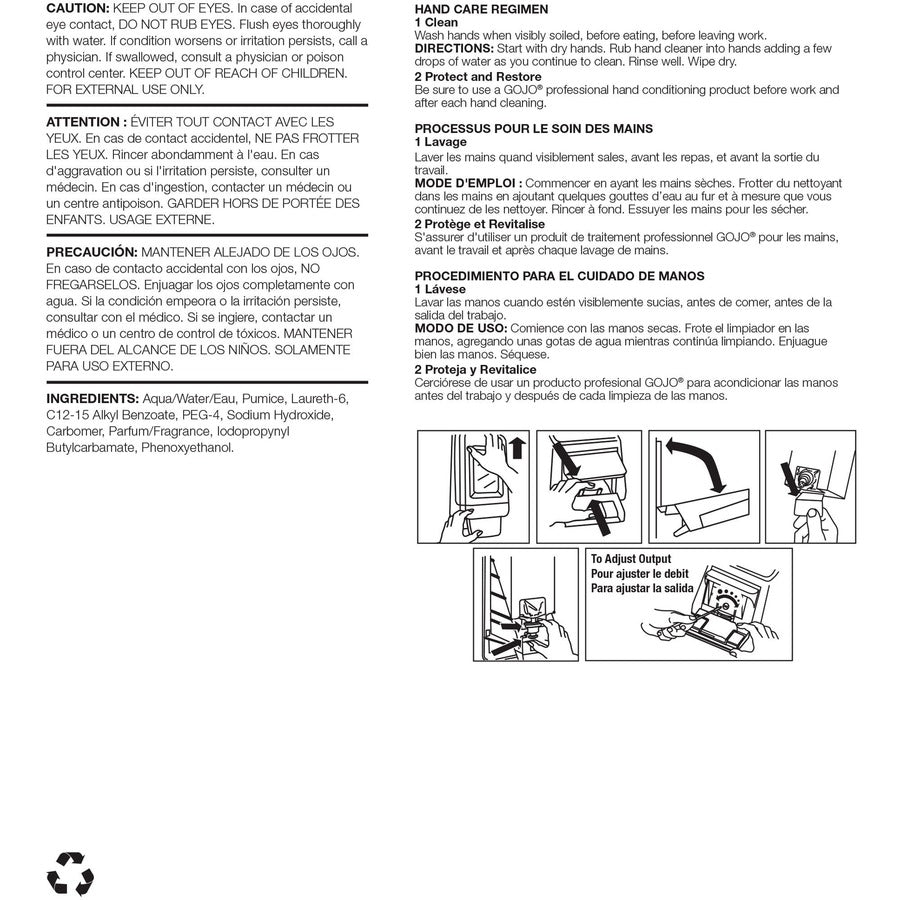Gojo® PRO TDX 5000 Dispenser Cherry Hand Cleaner - Cherry Scent - 1.32 gal - Push Pump Dispenser - Dirt Remover, Grease Remover, Oil Remover - Hand - Red - pH Balanced, Heavy Duty, VOC-free, NPE-free - 2 / Carton