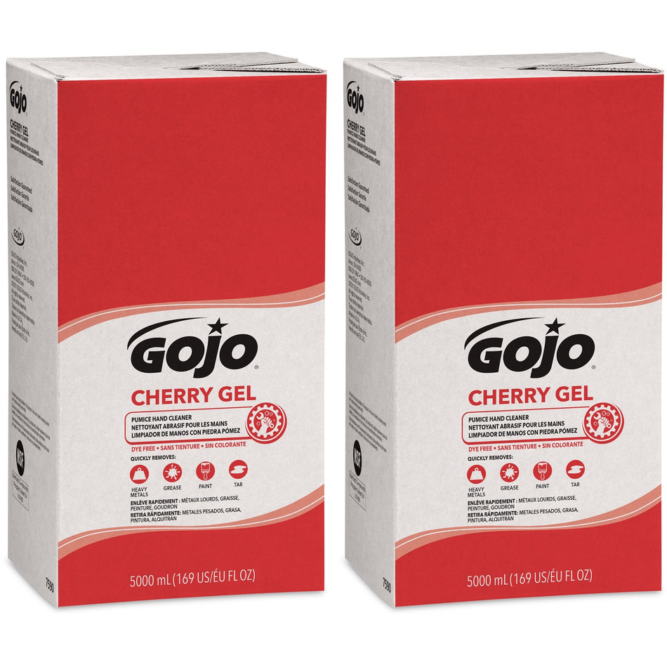 Gojo® PRO TDX 5000 Dispenser Cherry Hand Cleaner - Cherry Scent - 1.32 gal - Push Pump Dispenser - Dirt Remover, Grease Remover, Oil Remover - Hand - Red - pH Balanced, Heavy Duty, VOC-free, NPE-free - 2 / Carton
